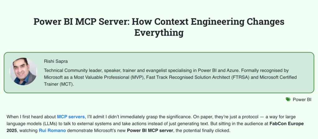Power BI MCP Server – Context Engineering Blog Post